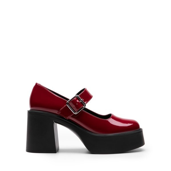 Platform Mary Jane Pumps - BURGUNDY - 3